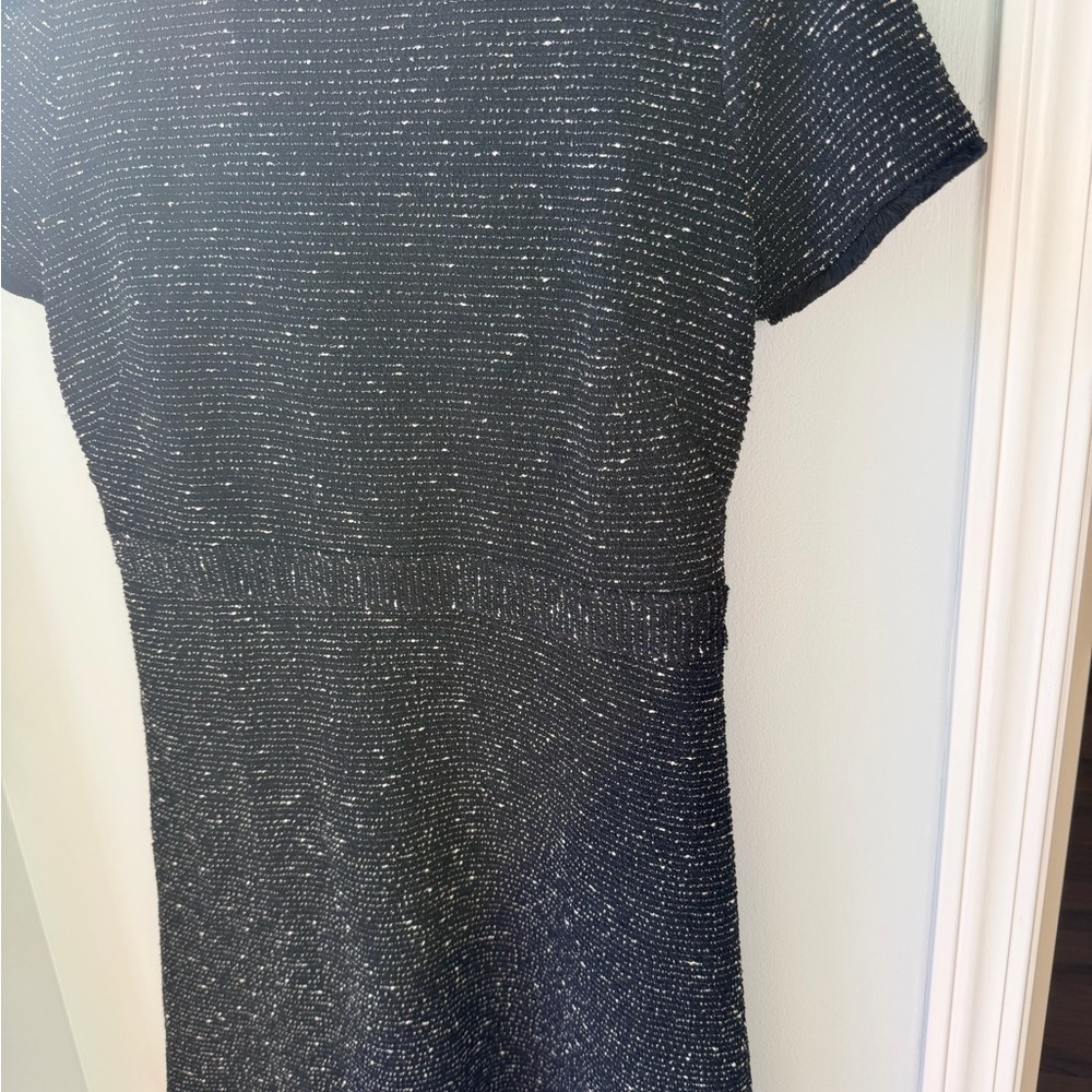 LOFT Black and White Textured Mini Dress